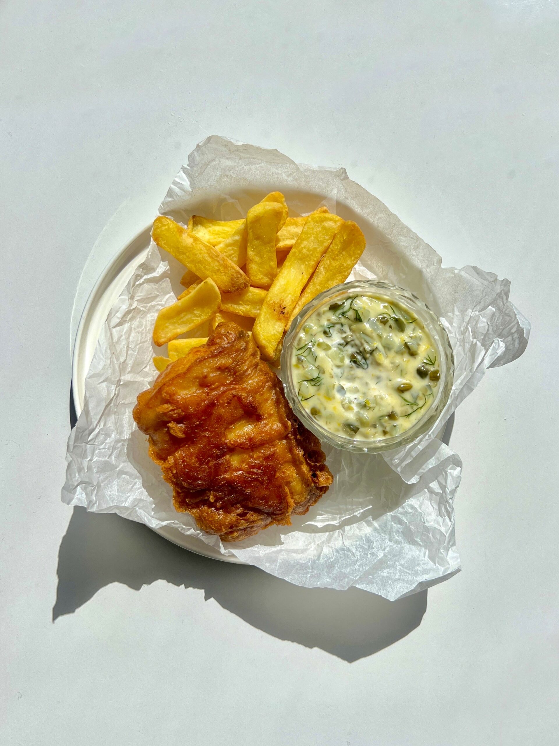 Beer-Battered Fish & Chips with Minty Mashed Peas - Aqua Star